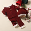 Picture of Ylsteed Christmas Newborn Photography Outfits Girl Newborn Boy Photoshoot Outfits Santa Claus Rompers Newborn Photography Props Crochet Knit Set Soft Mohair Fabric