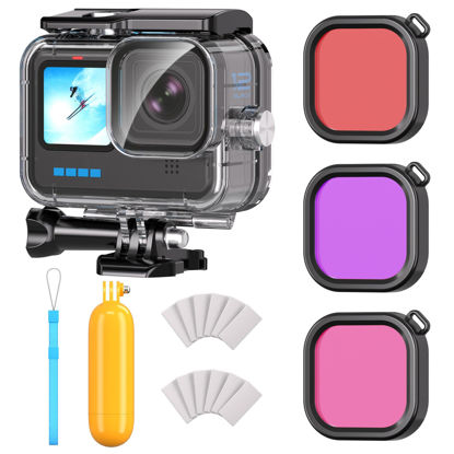 Picture of Waterproof Case with Dive Filters for Go Pro Hero 12 Black/Hero 11 Black/Hero 10 Black/Hero 9 Black, 230FT/70M Underwater Protective Housing Dive Kit, Professional Action Camera Dive Accessory