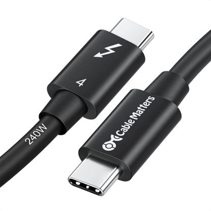 Picture of Cable Matters [Intel Certified] 40Gbps Thunderbolt 4 Cable 1ft with 8K Video and 240W Charging - 0.3m, Compatible with USB4, Thunderbolt 3 Cable and USB-C