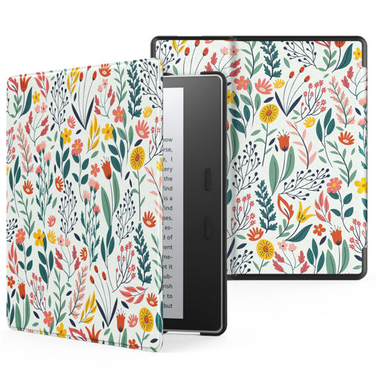 Picture of MoKo Case Fits All-New 7“ Kindle Oasis (9th and 10th Generation ONLY, 2017 and 2019 Release), Premium Ultra Lightweight Shell Cover with Auto Wake/Sleep - Flowers