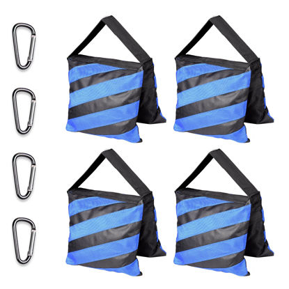 Picture of EMART Heavy Duty Sandbag Photo Studio Weight Bag Saddlebag Design for Photography Stand Light Stand Tripod, Outdoor Patio, Sports, Photo Sets, Film Sets, Live Productions -4 Packs Set(Blue)