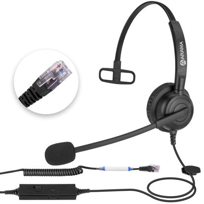 Picture of Arama Yealink Headset with Microphone Noise Cancelling, RJ9 Telephone Headsets for Office Phones Compatible with Yealink T20P T21P T26P T23G T46G T48G T42S T46S Avaya 1608 9608 9611 Grandstream Phones