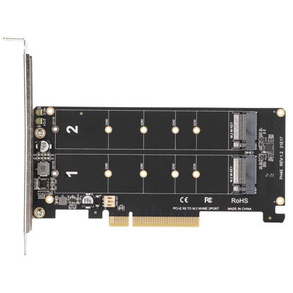 Picture of Dual M.2 NVME PCIE Adapter Card, 2 x 32Gbps Full Speed PCIE 3.0 PCIE 4.0 X16 Expansion Card, M.2 SSD PCIE X8 M Key Hard Drive Converter Reader Express Adapter(ph45)