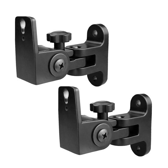 Picture of BS-218pro Universal Speaker Wall Mount for Small Speakers ,Vertical 120°, Horizontal 180°Adjustment,Hold up to 30lbs,Compatible with Bose, JBL, KEF, Klipsch, Sony & Others(2 Packs Black)