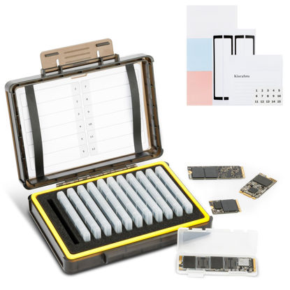 Picture of Dual Protect Hard M.2 SSD Holder with 12 PCS Individual Clear M.2 NVMe Case for M.2 2280 2260 2242 2230 SSDs Storage, Water-Resistant & Shockproof M.2 2280 SSD Card Case with Label & Notepaper