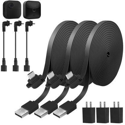 Picture of Uogw 3Pack 30ft/9.1m Power Cable and Adapter Compatible with Blink Outdoor 4 (4th Gen)/Blink (3rd Gen) XT3/Blink XT2/XT,Weatherproof Outdoor Charging Power Cord,Flat Extension Cable for Blink Camera