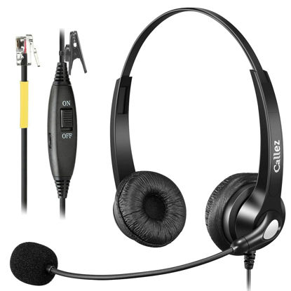 Picture of Callez Yealink Phone Headset RJ9 Wired Telephone Headset with Microphone Noise Cancelling Compatible with Yealink T46S T48S T42S T21P T33G T27G T23G T46G T53W T54W Avaya 9611 9608 J179 Grandstream