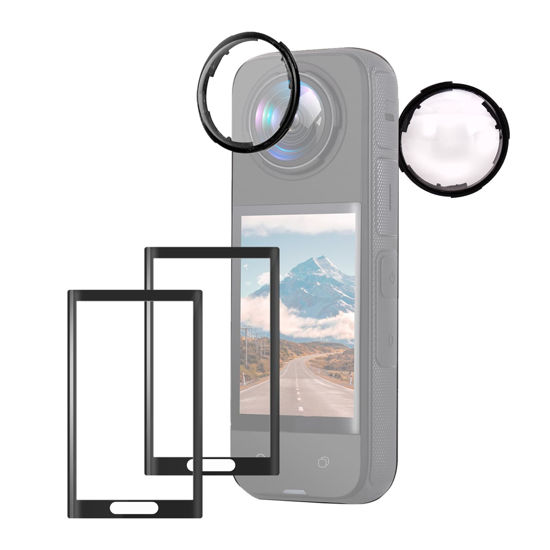 Picture of Upgrade Lens Guard Cap Screen Protector Kit Compatible for Insta360 X4 Premium Optical Tempered Glass Lens Protector Cap Cover Case LCD Screen Protector Film 9H Hardness Anti-Scratch Accessories