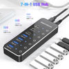 Picture of RSHTECH 7-Port Powered USB 3.2/USB C Hub with 10Gbps USB-A 3.2, 2 USB-C 3.2, 4 USB 3.0 Ports, Individual Touch Switches, 3.3ft Cable and 5V Power Adapter, USB Hub Splitter for Laptop/PC, RSH-ST07C