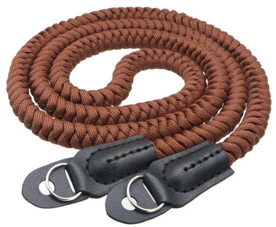 Picture of HITHUT Paracord Camera Strap Long Camera Neck Shoulder Strap for SLR DSLR Digital Mirrorless Cameras 47inch/120cm Brown