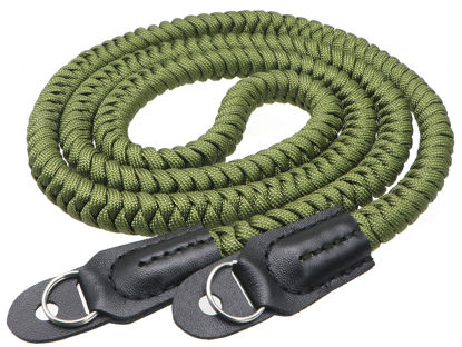 Picture of HITHUT Paracord Camera Strap Long Camera Neck Shoulder Strap for SLR DSLR Digital Mirrorless Cameras 47inch/120cm Green