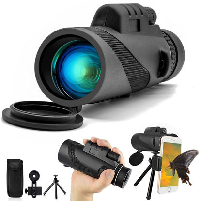 Picture of 40x60 Monoculars for Adults High Powered with Smartphone Adapter and Tripod, Equipped with BAK4 Prism for Animal Bird Watching Hiking Traveling