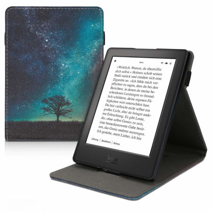 Picture of kwmobile Cover Compatible with Kobo Aura H2O Edition 2 Case - Stand + Strap - Cosmic Nature Blue/Grey/Black