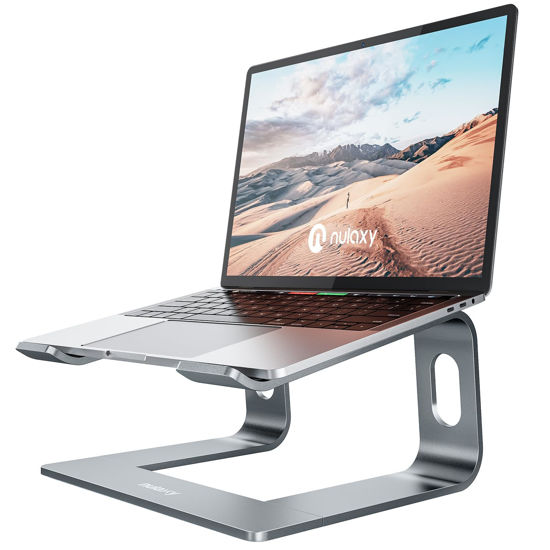 Picture of Nulaxy Laptop Stand, Detachable Ergonomic Laptop Mount Computer Stand for Desk, Aluminum Laptop Riser Notebook Stand Compatible with MacBook, Dell XPS, All 10-16" Laptops - Gray