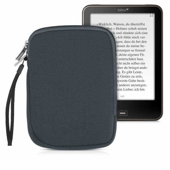 Picture of kwmobile Neoprene e-Reader Pouch Size 6" eReader - Universal eBook Sleeve Case with Zipper - Grey