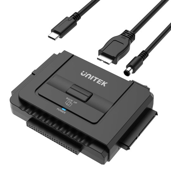 Picture of Unitek USB C to IDE and SATA Converter External Hard Drive Adapter Kit for Universal 2.5/3.5 HDD/SSD Hard Drive Disk, One Touch Backup Function, Included 12V/2A Power Adapter