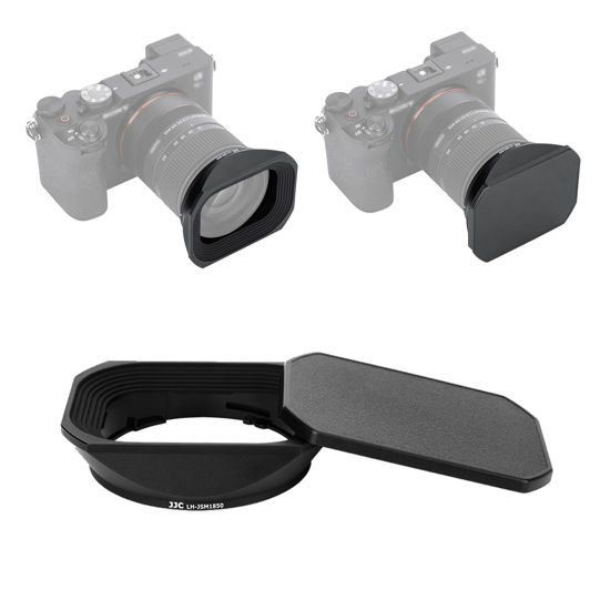 Picture of JJC Metal Square Lens Hood Shade for Sigma 18-50mm f/2.8 DC DN Contemporary Lens, Replaces Sigma LH-582-02 Lens Hood, with Protective Hood Cap, Not Affect The Use of 55mm Filter