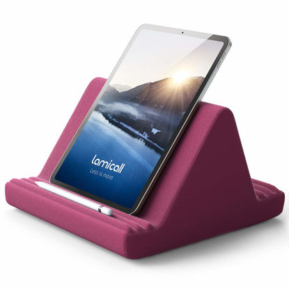 Picture of Lamicall Tablet Pillow Stand, Pillow Soft Pad for Lap - Tablet Holder Dock for Bed with 6 Viewing Angles, for iPad Pro 9.7, 10.5, 11, 12.9 Air Mini 4 3, Kindle, Galaxy Tab, E-Reader, Purplish Red