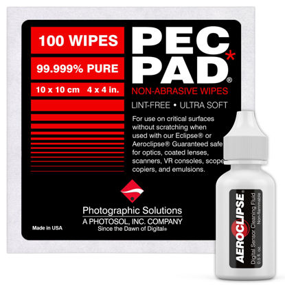 Picture of Aeroclipse Optic Cleaning Fluid and PEC-PAD Lint Free Wipes - Critical Optic Non-Flammable Cleaning Solution - Non-Abrisive Cleaning Wipes for Sensitive Glass - Cleaning Kit - Dropper Tip (15ml) 0.5oz