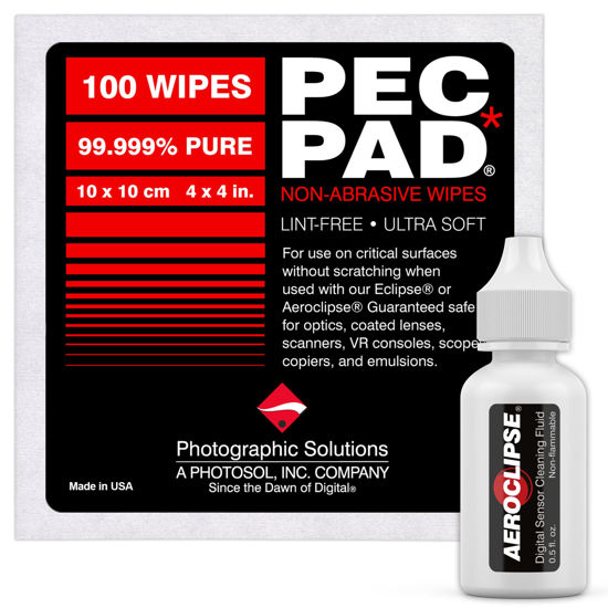 Picture of Aeroclipse Optic Cleaning Fluid and PEC-PAD Lint Free Wipes - Critical Optic Non-Flammable Cleaning Solution - Non-Abrisive Cleaning Wipes for Sensitive Glass - Cleaning Kit - Dropper Tip (15ml) 0.5oz