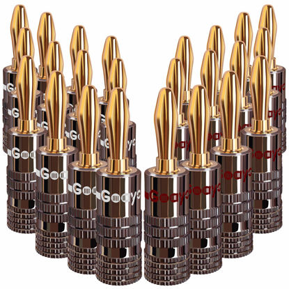 Picture of Goaycer Speaker Connector Banana Plugs - 24K Gold Plated Brass 4mm Plug (12 Pairs/24 pcs)