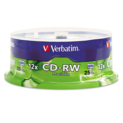 Picture of Verbatim CD-RW 700MB 4X-12X High Speed Discs with Branded Surface, Spindle of 25