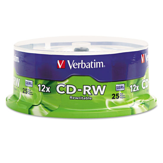 Picture of Verbatim CD-RW 700MB 4X-12X High Speed Discs with Branded Surface, Spindle of 25