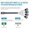 Picture of 10Gtek Internal Mini SAS to SATA Cable, SFF-8087 Male to 4X SATA 7pin Female Fan-Out Forward Breakout Cable, 1-m (3.3ft)