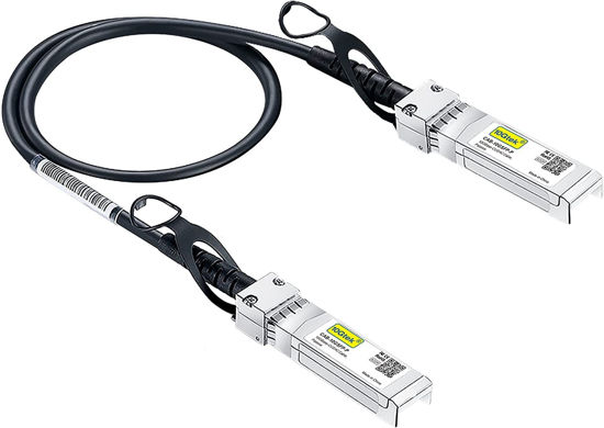 Picture of 10G SFP+ DAC Twinax Cable, SFP+ to SFP+ Direct Attach Copper Passive for Cisco SFP-H10GB-CU0.42M, Ubiquiti UniFi, Meraki, Mikrotik, Fortinet, Netgear, D-Link, TP-Link and More, 0.42-Meter(1.4ft)