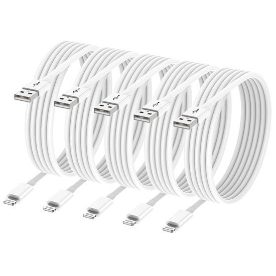 Picture of 5pack 10 ft iPhone Charger Long Cord [Apple MFi Certified] 10ft Lightning to USB Charging Cable Fast High Speed Charger Cords for Apple iPhone 14/13/12/11 Pro Max/XS MAX/XR/XS/X 10 Foot White