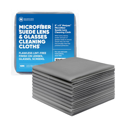 Picture of Premium Lens Screen Cleaning Cloth by Microfiber Wholesale | Gray | 8”x8” | 10pk | Soft Microfiber Suede | Compact Size Reusable | No Lint Scratch-Free Durable | Lenses Screens iPads