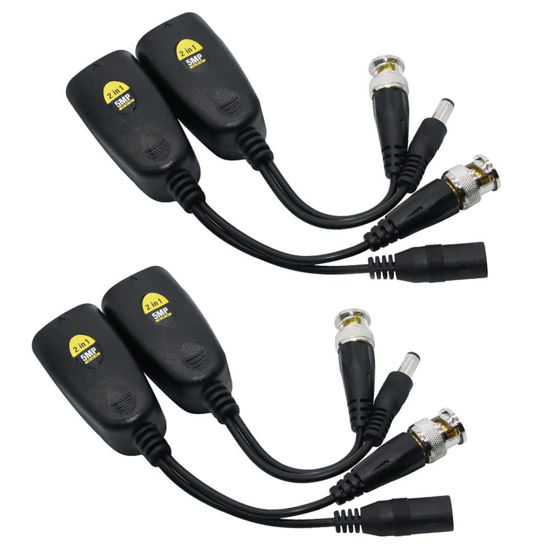 Picture of Bavmav Video Balun, BNC to RJ45, 2 Pairs HD-CVI/TVI/AHD(720P/960P/1080P/3MP/5MP) Passive Video Balun with Power Connector and RJ45 Data Transmitter BNC Twisted Pair (RJ45 5MP # 2 in 1)[Recommended]