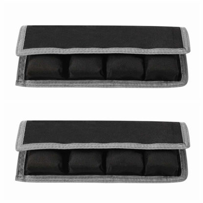 Picture of Meking 2 Pcs DSLR Battery Case Holder Storage Bag (4 Pocket) for AA/AAA Battery and LP-E6 LP-E8 LP-E10 LP-E12, EN-EL14 EN-EL15, NP-FW50 NP-F550 NP-FM500H (Gray)