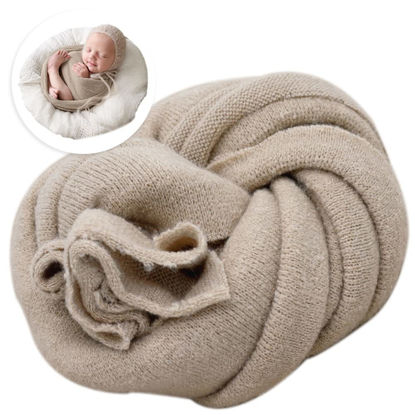 Picture of Newborn Posing Wrap Newborn Photography Props Soft Stretch Knit Blanket Handmade Wrap for Baby Boys Girls Photoshoot