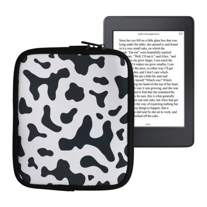 Picture of kwmobile Neoprene e-Reader Pouch Size 6,8-7" eReader - Universal eBook Sleeve Case with Zipper, Wrist Strap - Black/White