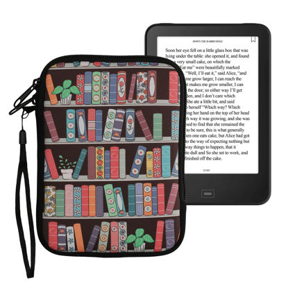 Picture of kwmobile Neoprene e-Reader Pouch Size 6" eReader - Universal eBook Sleeve Case with Zipper, Wrist Strap - Blue/Green/Dark Pink