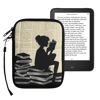 Picture of kwmobile Neoprene e-Reader Pouch Size 6" eReader - Universal eBook Sleeve Case with Zipper, Wrist Strap - Black/Beige