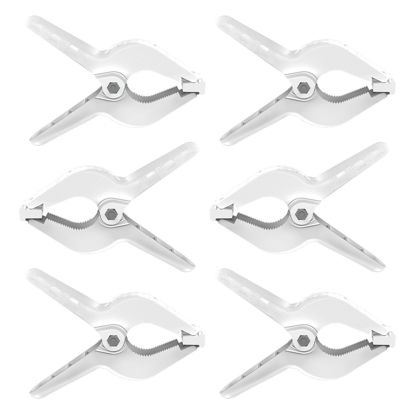 Picture of LimoStudio (6 pcs) 4.5 inch White Spring Clamps for Studio, Canvas, Muslin, Paper, Backdrop, Background, Wood Work, Strong Clamping Clip & Flexible Movable Teeth, Comfortable Grip, AGG3355