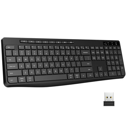 Picture of COLIKES Wireless Keyboard Multi-Device, 2.4G & Dual Bluetooth Keyboard, Computer Keyboard with 8 Multimedia Keys, Ergonomic Full-Size PC Keyboard, Compatible with PC, Laptop