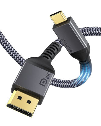 Picture of Maxonar USB C to DisplayPort, 8K 60Hz Type-C to DP Cable 10FT/3M (4K 60Hz 144Hz 120Hz 2K 240Hz) 32.4Gbps 1.4 HBR3 Alt Mode Video Adapter for MacBook Pro/iPad Pro, XPS 15 and More