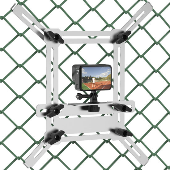 Picture of Fence Mount for Mevo Start, GoPro, iPhone, Phones, Digital Action Camera, to a Chain Link Fence for Recording Baseball,Softball and Tennis Games