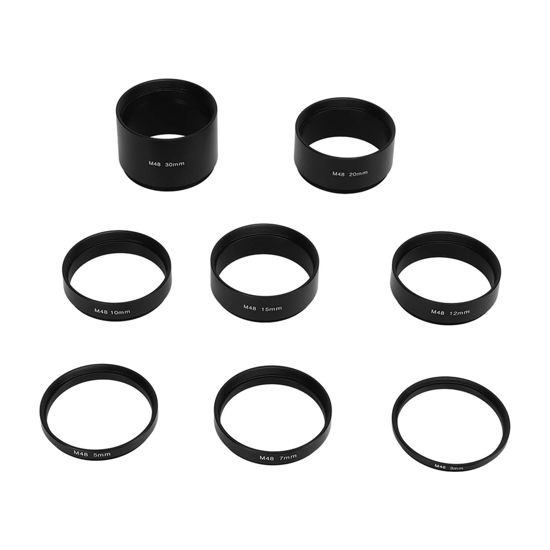 Picture of Astronomical Extension Tube, 8Pcs M48 Focal Length Extension Tube Kit, Astronomical Ring for Telescope, Cameras, Eyepieces, Length 3mm, 5mm, 7mm, 10mm, 12mm, 15mm, 20mm and 30mm