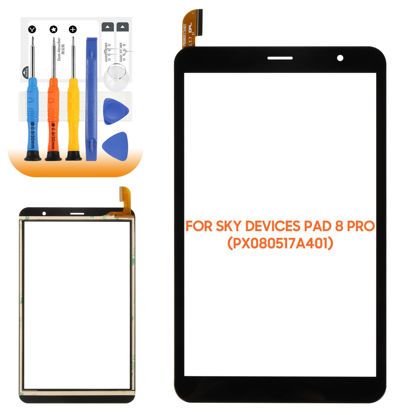 Picture of for Sky Devices Pad 8 Pro Screen Replacement 8.0" for Sky Devices Pad 8 Pro Touch Screen Tablet PX080517A401 Digitizer Replacement Glass Sensor Black with Tools