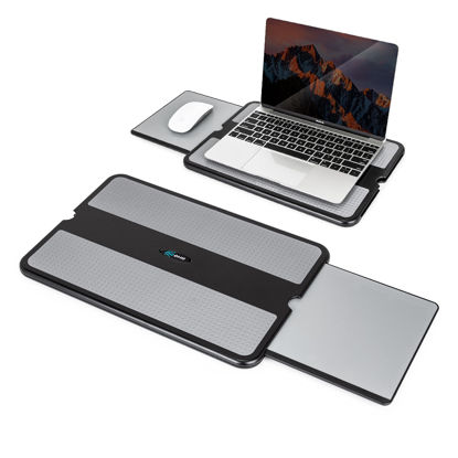 Picture of EHO Laptop Lap Pad - Laptop Stand Pad w Retractable Mouse Pad Tray, Anti-Slip Heat Shield Tablet Notebook Computer Stand Table w/Sturdy Stable Cooler Work Surface for Bed Sofa Couch or Travel