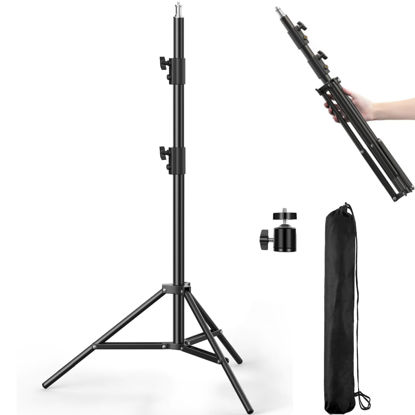 Picture of YiJYi Photography Light Stand, 110"/9.2ft/280cm Portable Reverse Folding Tripod with Travel Bag Aluminum Heavy Duty for Camera,Video,Softboxes,Umbrell,Wedding Outdoor Video Shooting