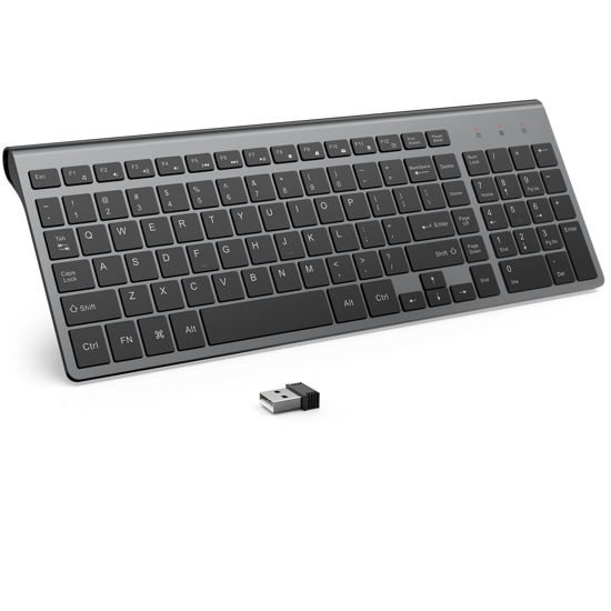 Picture of JOYACCESS Wireless Keyboard, J 2.4G Slim and Compact Wireless Keyboard with Numeric Pad for Laptop, MacBook Air, Apple, Computer, PC(Black and Grey)