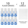 Picture of Enfain 16GB USB 2.0 Flash Drives Blue Memory Stick Swivel Thumb Drives 16 GB Jump Drives with LED Indicators 10 Pack, with 12 x White Labels for Marking Uploaded Content