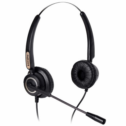 Picture of VoiceJoy Corded RJ9 Phone Headset Binaural with Noise Canceling Microphone ONLY for Cisco IP Phones: Such as 7942 7971 8841,8845, 8851, 8861,8945, 8961, 9951, 9971 etc