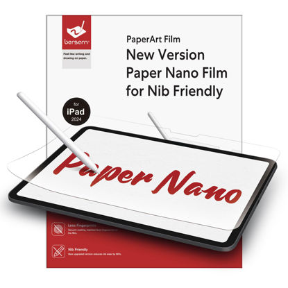 Picture of bersem 2 Pack New Paper Nano Screen Protector for iPad Pro 13 Inch 2024 (M4) / iPad Air 13 Inch 2024 (M2), Matte PET Film for Writing, Nib Friendly, Anti-Glare, Easy Installation, Nano-Texture