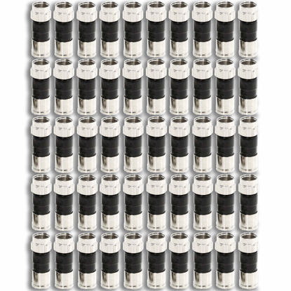 Picture of 50-Pack RG6 Quad Compression Connectors PPC EX6XL Approved for Most Satellite or Cable Coax